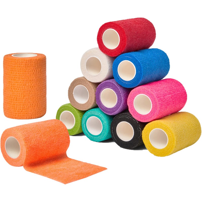 Self Adhesive Bandage Wrap 3 inch for Wrist Ankle Sprains Vet Wrap for Animals 12 Rolls